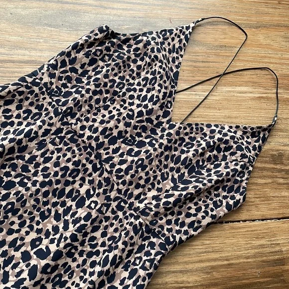 TopShop Women's Animal Print Cross Back Midi Dress Size 6 - Picture 6 of 13